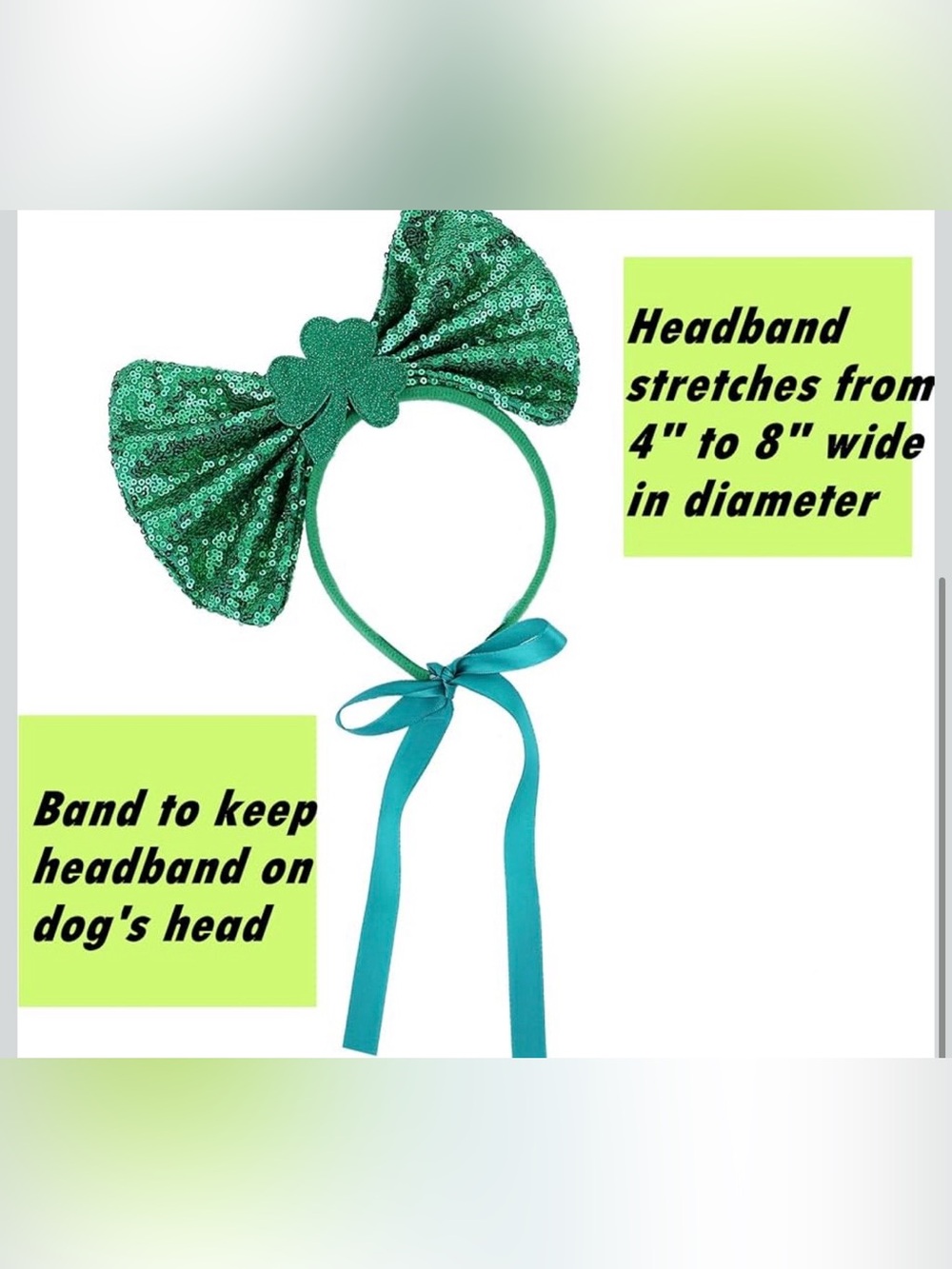 St. Patrick’s Day Girl Dog Outfit Kit – Green Sequin Bow Headband & Tutu Set